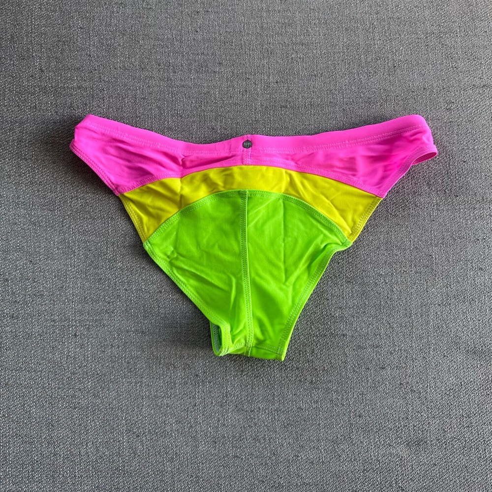 Rufskin Gabrio Neon Swim Brief Speedo Green Yellow Pink Size Small - Picture 3 of 7